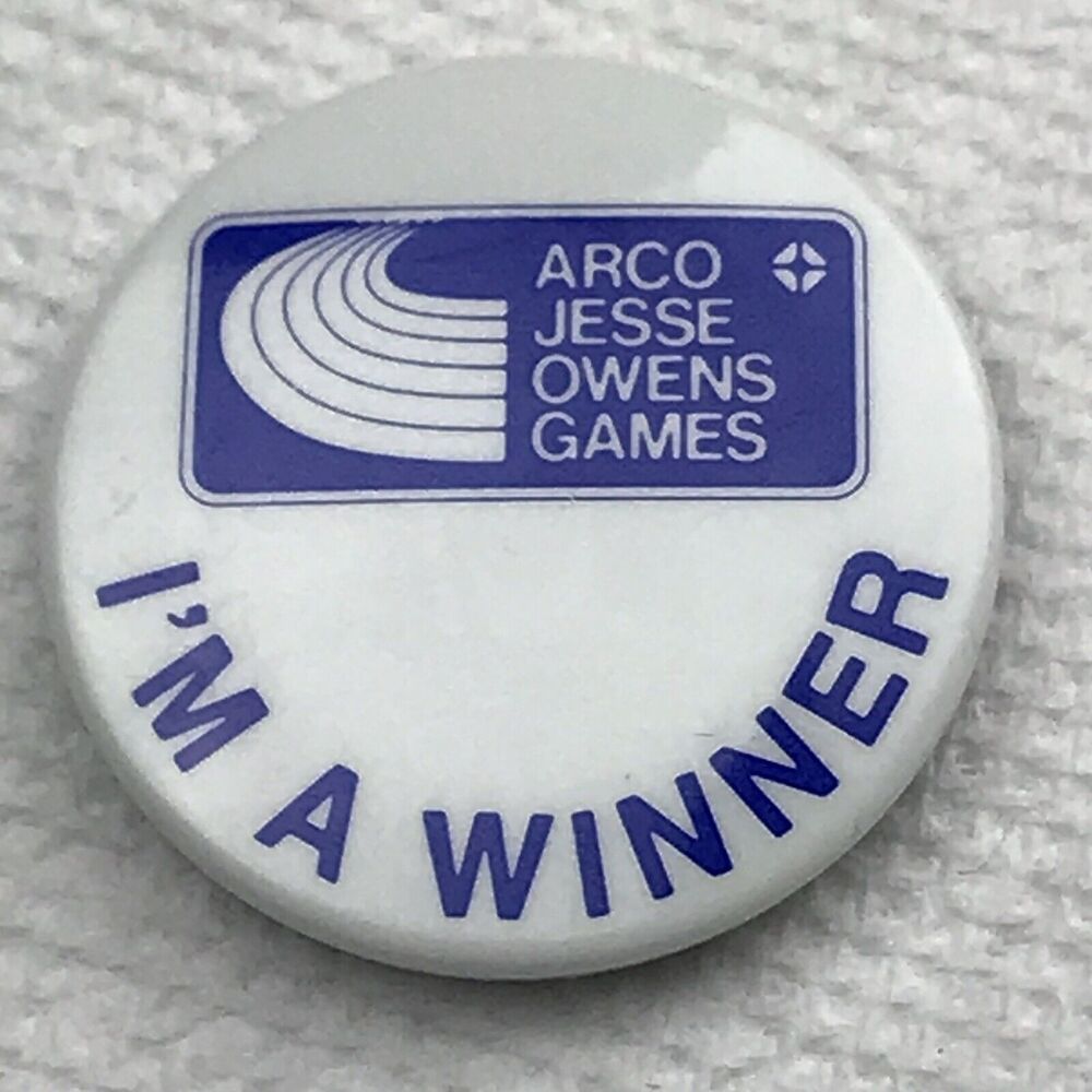 Arco Jesse Owens Games Vintage Pin Button Pinback I’m A Winner